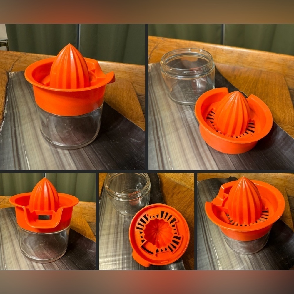 Vintage Mid Century Gemco Citrus Juicer Retro Orange Lid Glass Jar Fruit Juicer